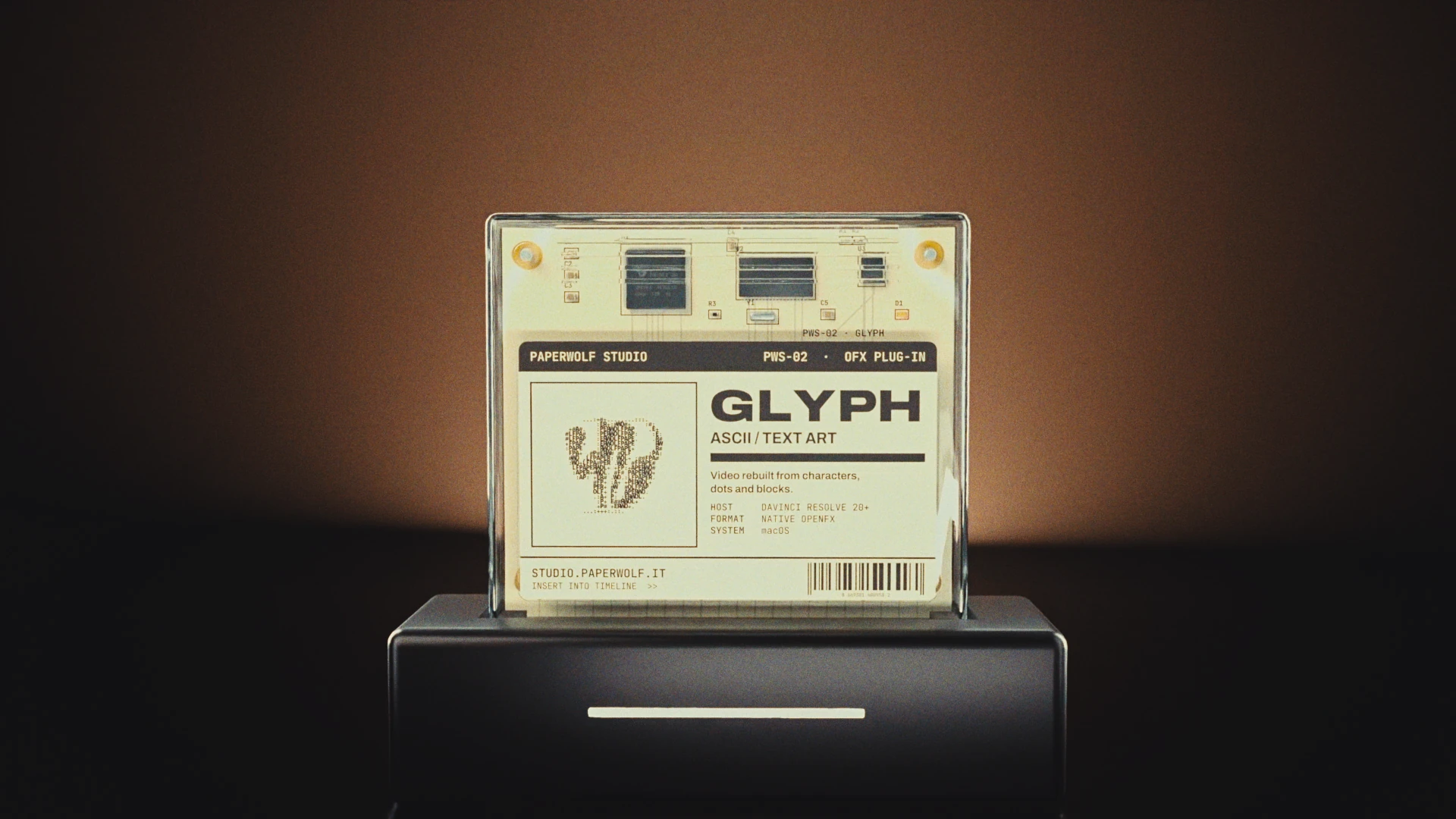 GLYPH cartridge seated in the Paperwolf dock